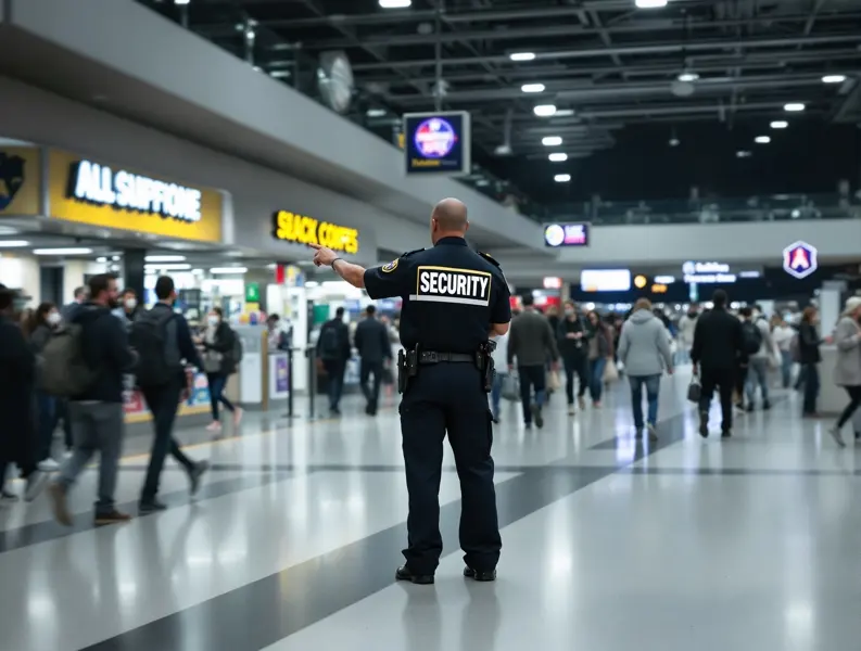 M&G Security guard directing spectators at the arena