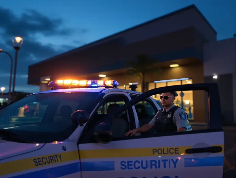 M&G Security patrol vehicle at a commercial site