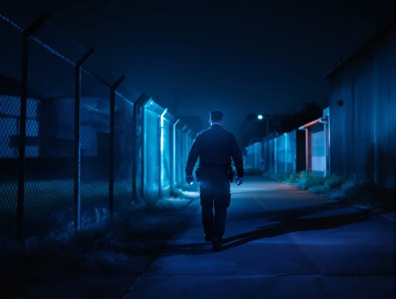 M&G Security guard on a night patrol