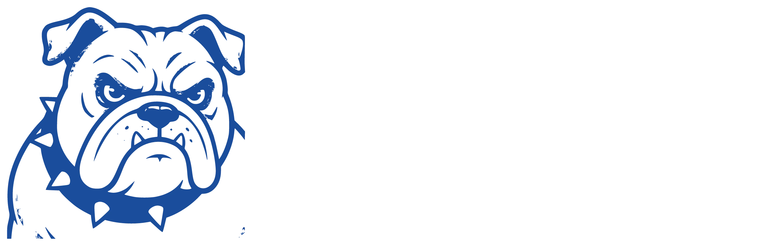 Blue head, white text